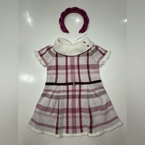 Janie and Jack Pink Plaid Dress with Headband